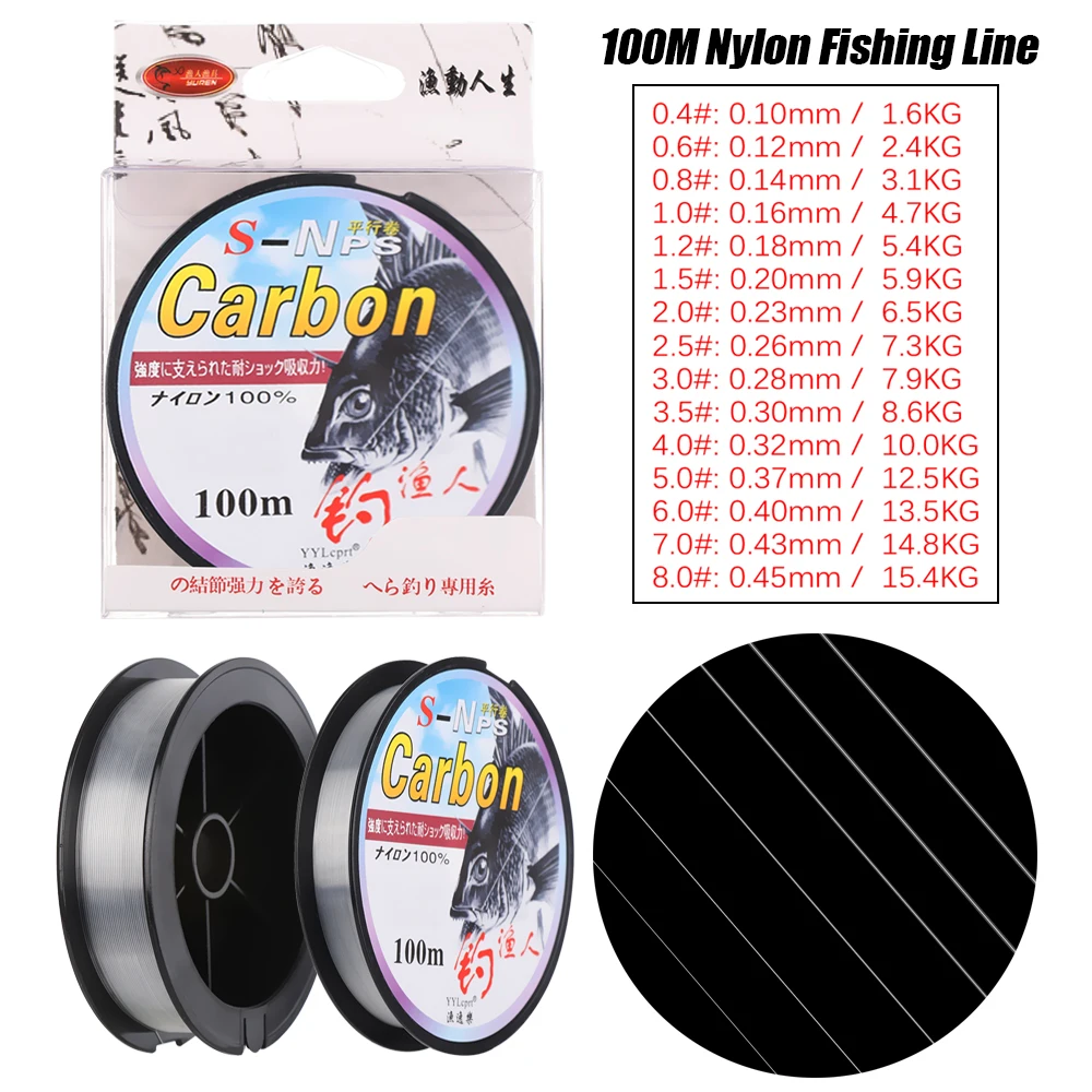 100M Nylon Fishing Line Monofilament Japanese Material for Saltwater Carp Fluorocarbon Fly Fish Accessories 2020 | Спорт и