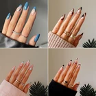 24 шт., накладные ногти в форме миндаля, с волнами