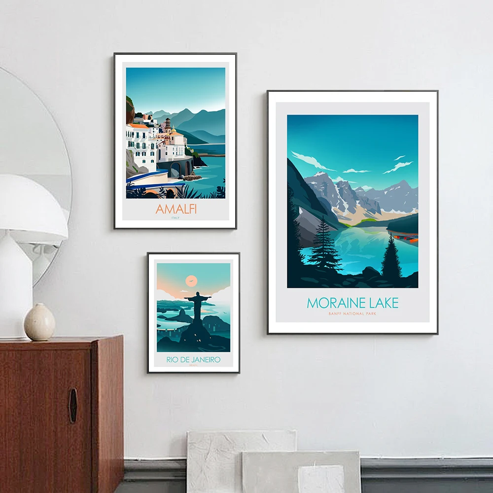 Картина маслом в скандинавском стиле пейзаж римская Амальфи на холсте