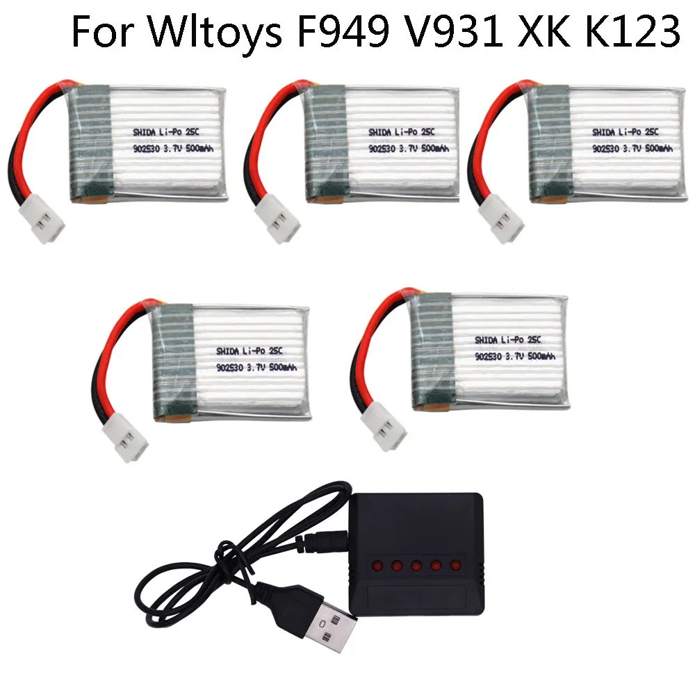 3 7 В 500 мАч 25C lipo аккумулятор с USB зарядным устройством для Wltoys V931 F949 XK K123 6Ch запчасти