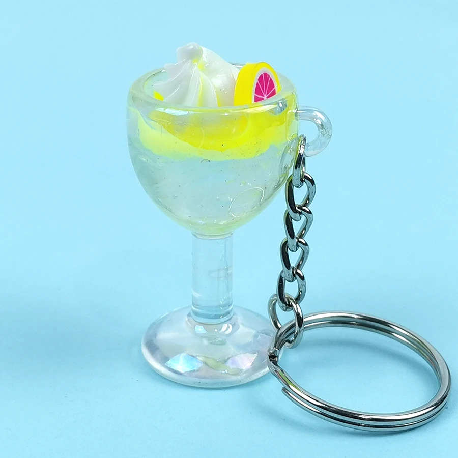 Yellow Acrylic Cute Keychain Ice Cream Pearl Milk Tea Drink Bottle Keyring Bag Pendant Couples Women Men Girl Gift Trinket Dropshipping - Цвет: Yellow