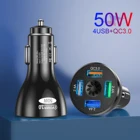 4 порта 10 а 50 Вт USB автомобильная зарядка Быстрая Мини Быстрая Зарядка адаптер зарядного устройства в автомобиле для iPhone 11 Xiaomi Huawei Samsung