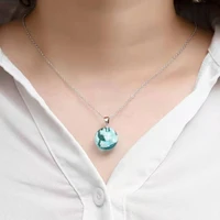 new fine transparent resin rould ball moon pendant necklace for women blue sky white cloud chain necklaces girls fashion jewelry