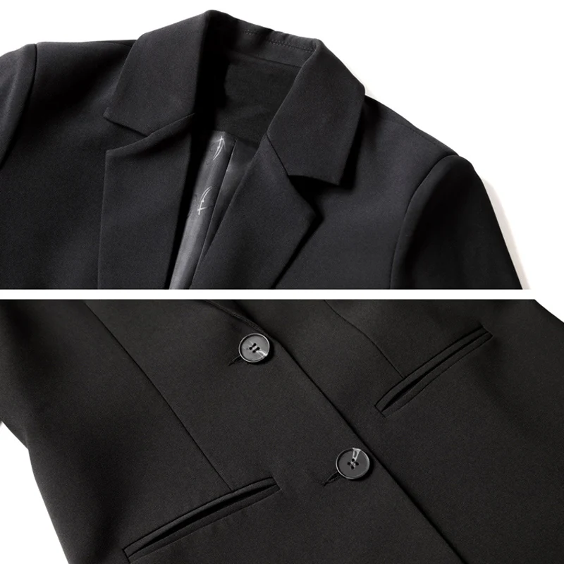 

Elegant Long Sleeve Slim Blazer Jacket Women Casual Black Outwear Spring Autumn Lady Office Suit Blazer Plus Size