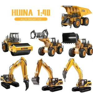 Экскаватор литый HUINA 1:40 из сплава, инженерный строительный модель бульдозера, металлический грузовик для мальчиков, подарок на день рождения, автомобили, игрушки на Рождество