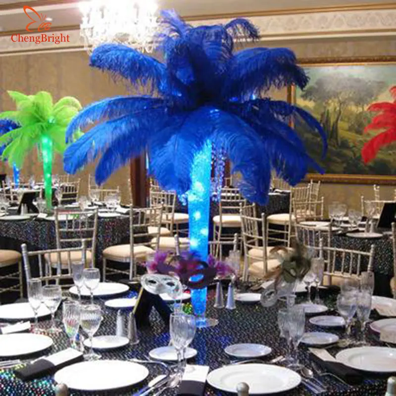 

100Pcs/Lot Royal Blue Ostrich Feathers For Crafts 15-75CM Carnival Costumes Party Home Wedding Decorations Plumes
