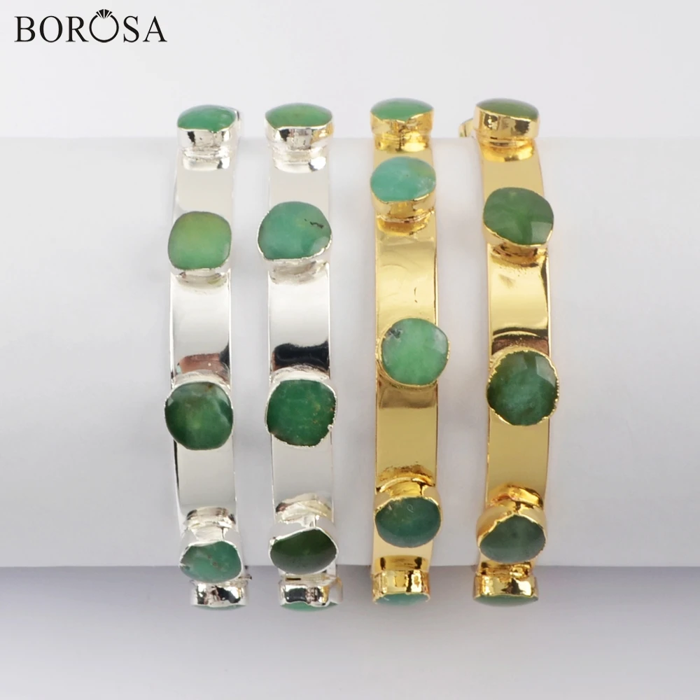 BOROSA 5 шт. Золотой/Серебряный цвет Австралийский нефрит браслет с натуральными