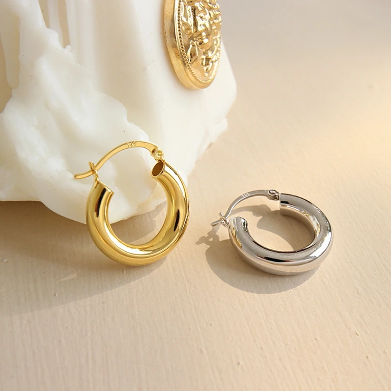 Женские глянцевые серьги кольца Silvology плотные полые из стерлингового серебра 925