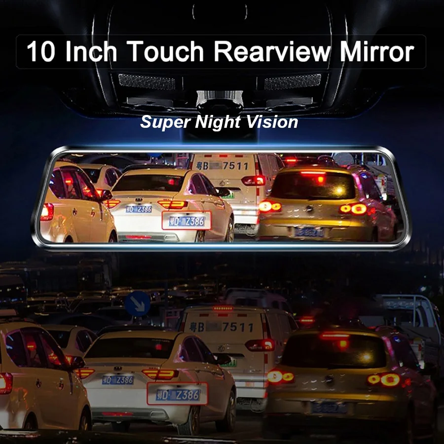 1440P Super Night Vision Car DVR Mirror Auto Recorder FHD Dash Camera Rearview Digital Video Dual Len Dvr | Автомобили и