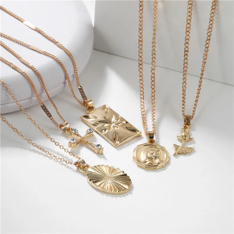 Винтажное женское ожерелье-чокер с несколькими слоями золотистого цвета