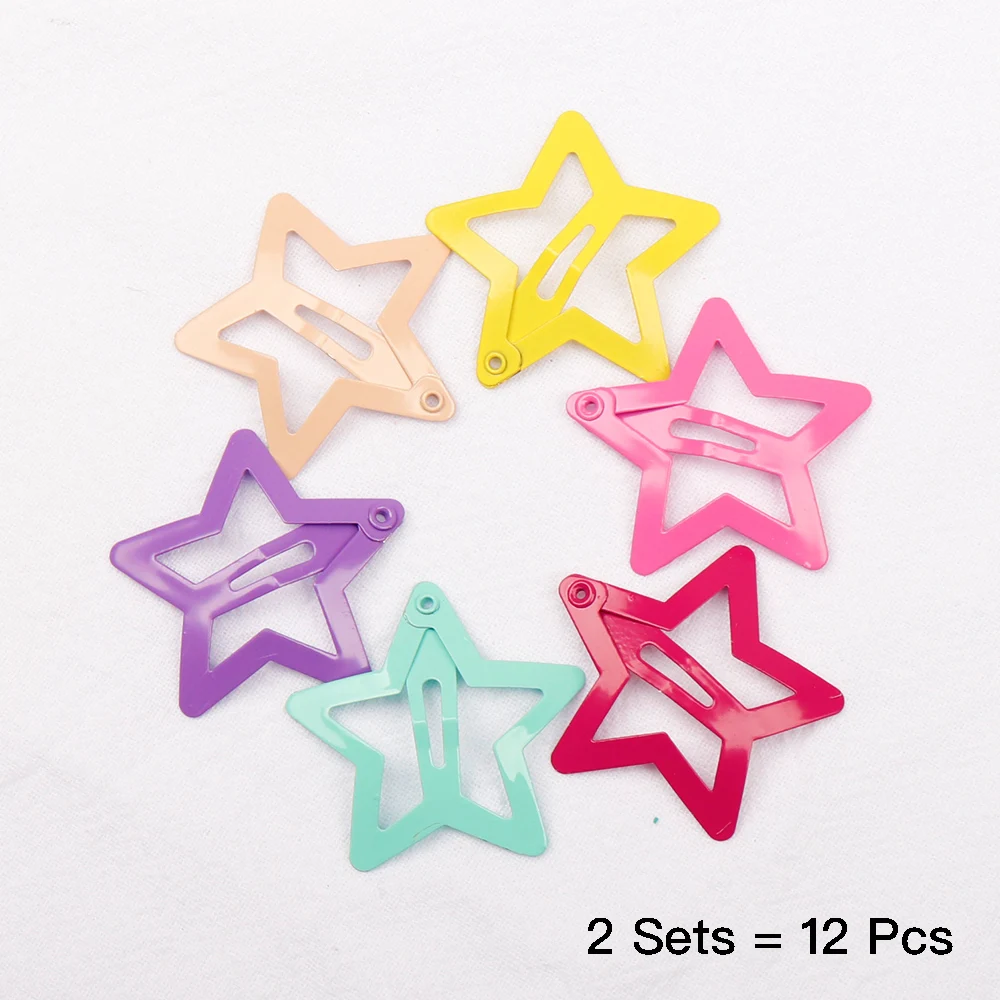 Stars 12pcs 12 шт./лот, корейские блестящие заколки для волос в форме капли для девочек, мини заколки для волос, заколки для волос ручной работы, Детские аксессуары для волос - Цвет: Stars 12pcs