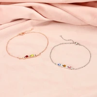 personalized 12 months birthstones bracelet women colorful crystal zircon birthstone pea pods bracelets adjustable jewelry gifts