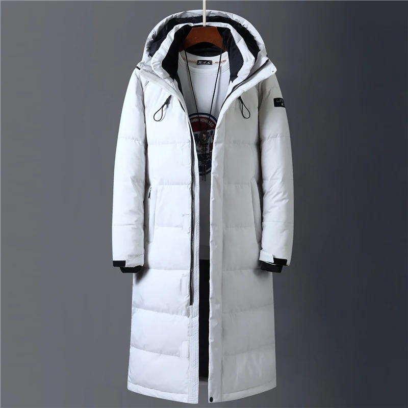 Men Long Thicken Warm Down Coat Black Parkas 2022 Winter 90% White Duck Down Jacket Men Hooded Fashion High Quality Winter Coat