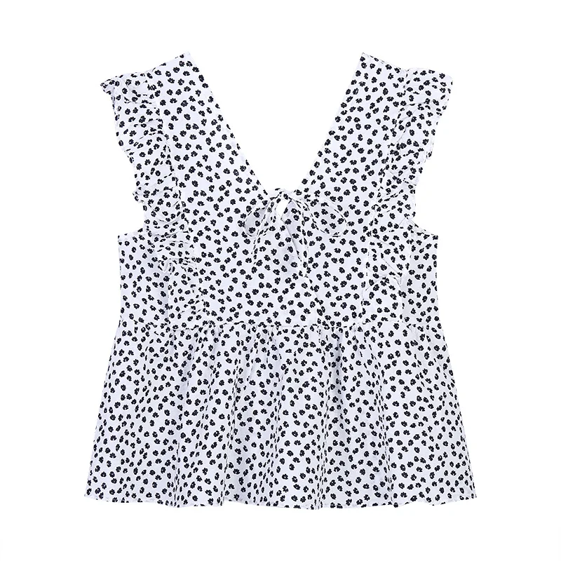 Женский жилет на бретелях с V-образным вырезом и оборками | Женская одежда