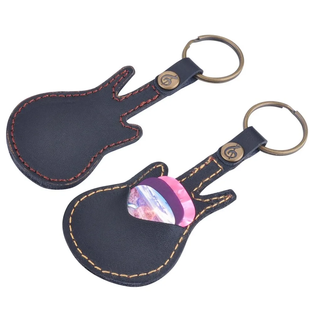 

Key Ring Leather Paddles Package Case Holder For Guitar Picks Guitar Accessories With 5 Random Paddles Guitar Sweep-dial Parts 1