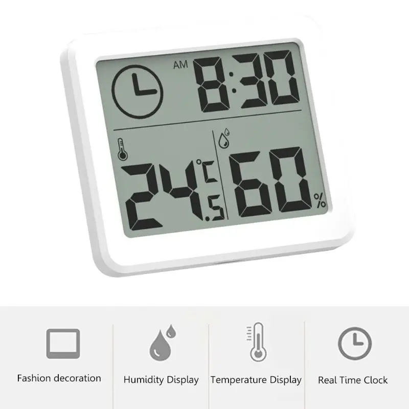 multifunction thermometer hygrometer automatic electronic temperature humidity monitor clock 3 2inch large lcd screen free global shipping