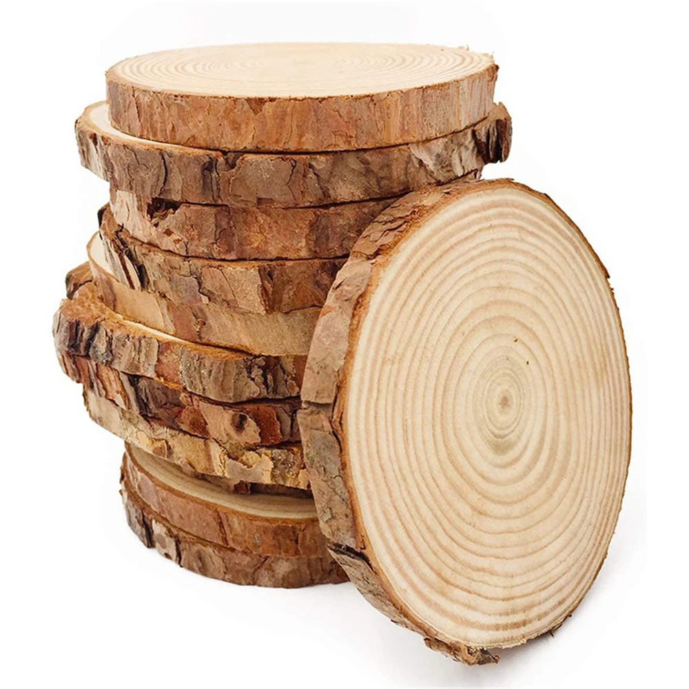 

15pcs Wood Log Slice Disc 3.5-4 inch DIY Circle Round Wood Disks Crafts for Wedding Christmas Party Art Decoration