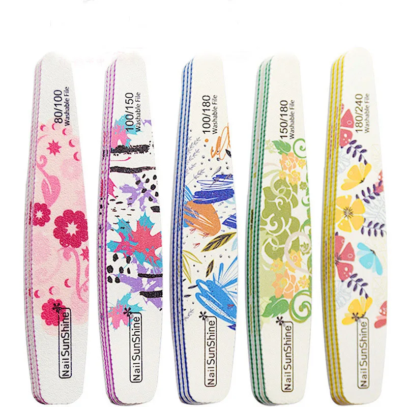 

5pcs Waterdrop Flower Nail Files 100 180 150 Double Side Sanding Buffer Block Tips Nail Tools Manicure Nail Polishing Tool
