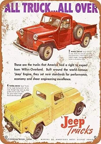 

8 x 12 Metal Sign - 1947 Willys Overland Trucks