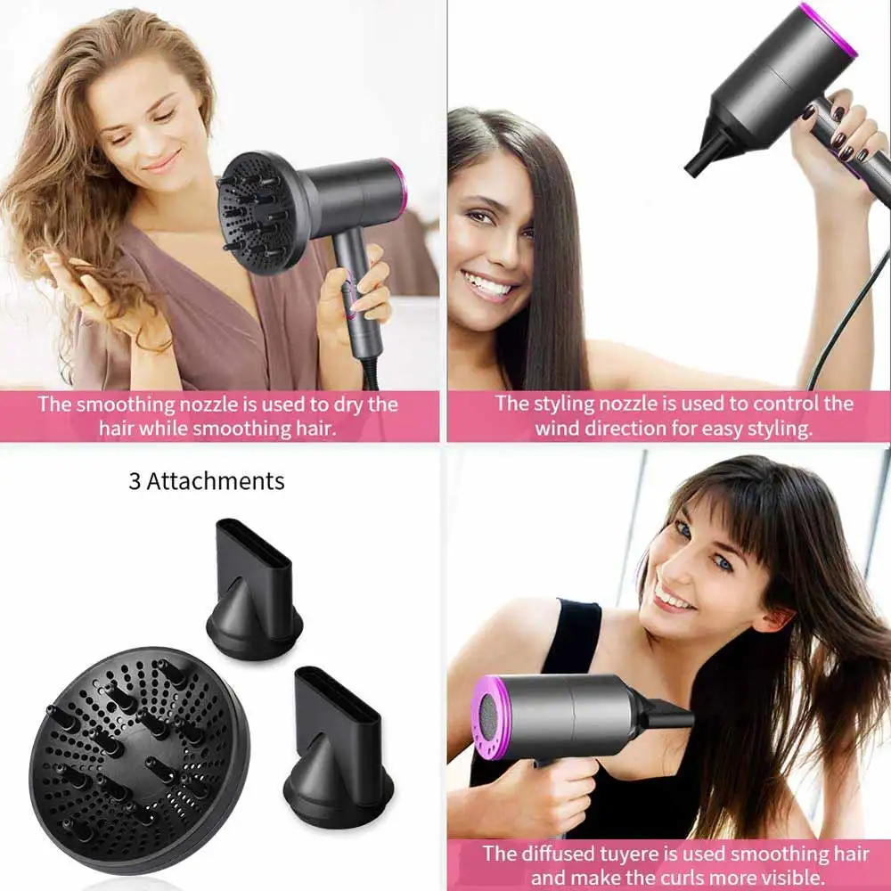 

2000W Professional Hair Dryer Negative Ionic Blow Dryer Hot Cold Wind Air Brush Hairdryer Strong Power Dryer Salon Style Tool