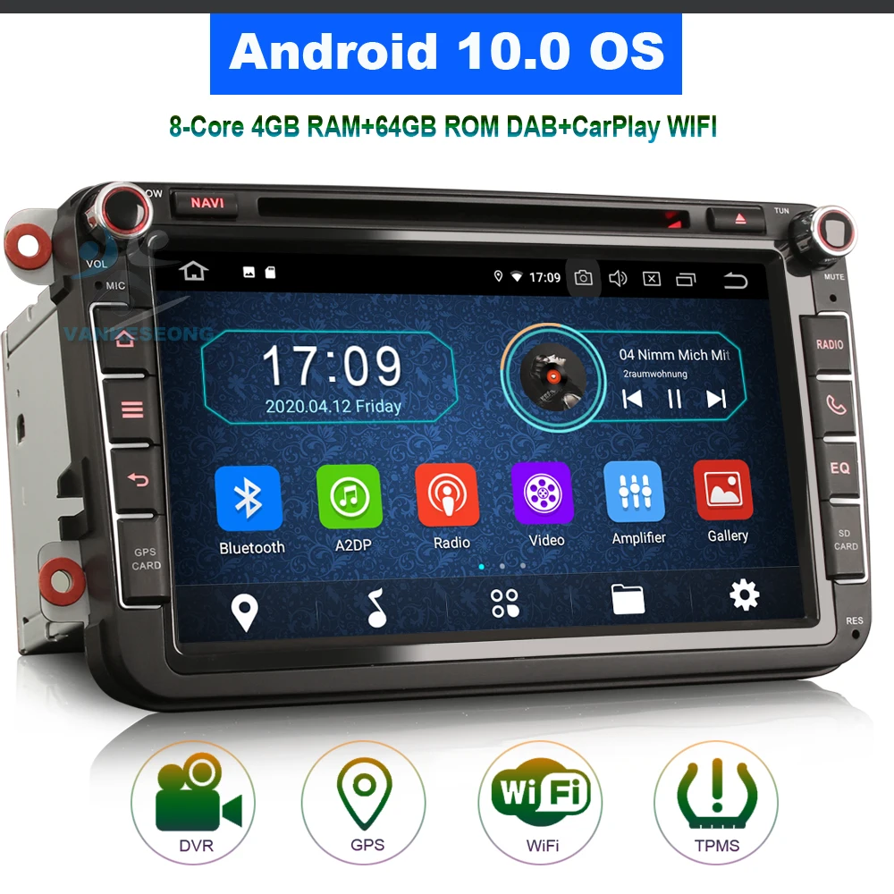 

8" Android 10 Car DVD GPS Navigation DAB Radio Stereo Head Unit for VW Passat B6 B7 CC Polo MK5 Scirocco Mk3 T5 Multivan
