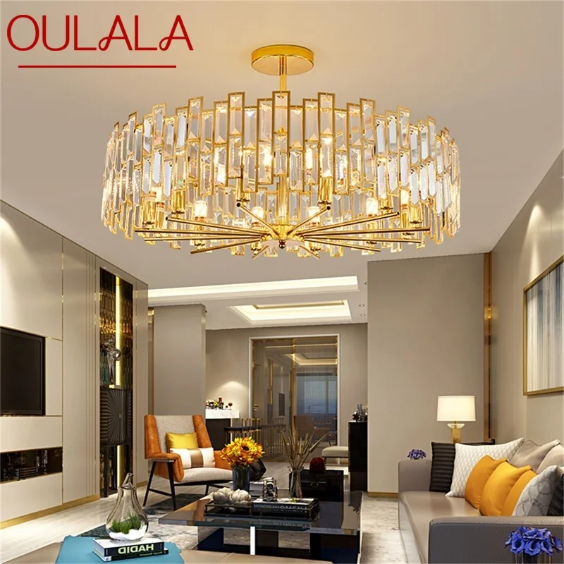 

OULALA Gold Chandelier Fixtures Modern Branch Crystal Pendant Lamp Light Home LED for Dining Room Decoration