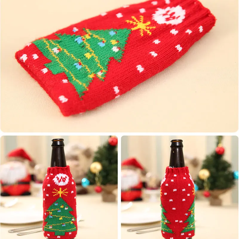 Рождественский чехол для пивной бутылки Снежинка узор вечерние ужин настольная