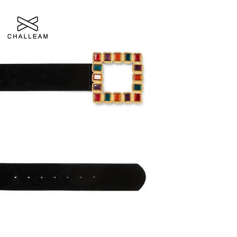 Женские винтажные ремни Harajuku Яркие модные квадратные большие роскошные