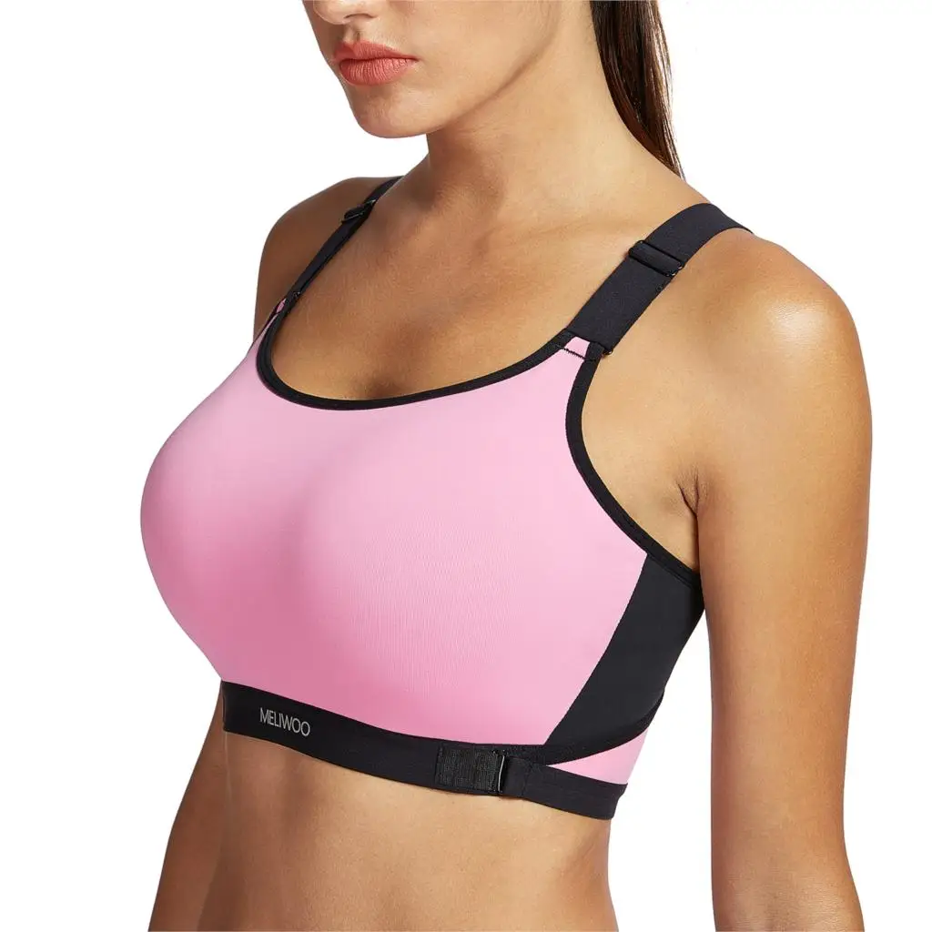 Pink03 CRZ Йога Для женщин ударопрочный Racerback Мягкий ультра Поддержка спортивный бюстгальтер нижнее белье - Цвет: Pink03