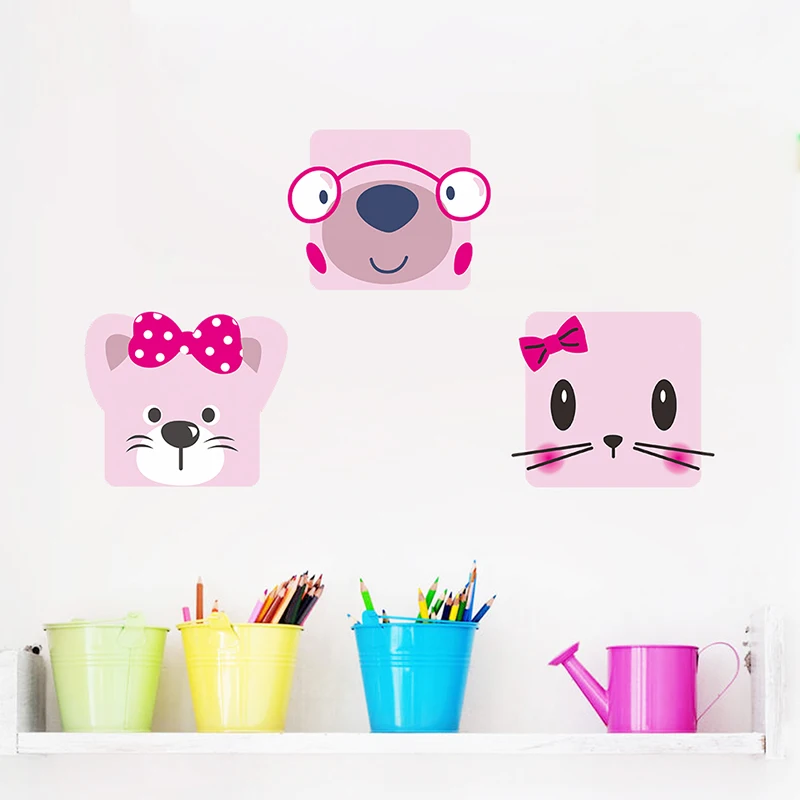 Мультяшные животные кошка искусство Декор для дома наклейки на стену подарки