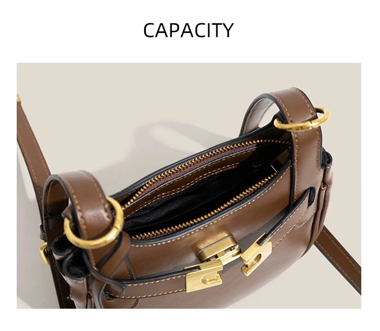 

New Small Saddle Bag Leather Luxury Crossbody Handbag