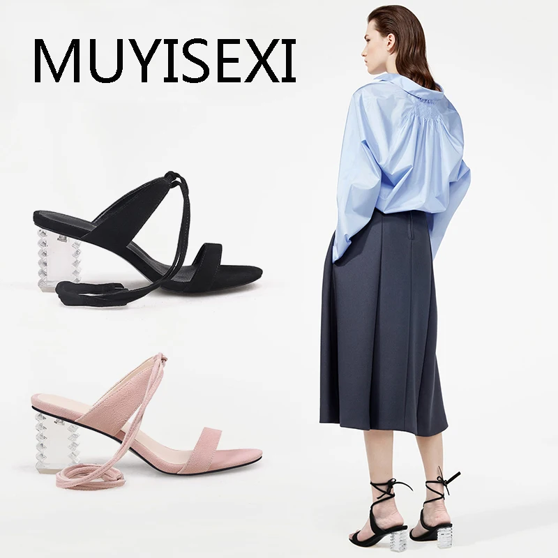 Сандалии женские на высоком каблуке 6 см с ремешком щиколотке|Боссоножки и