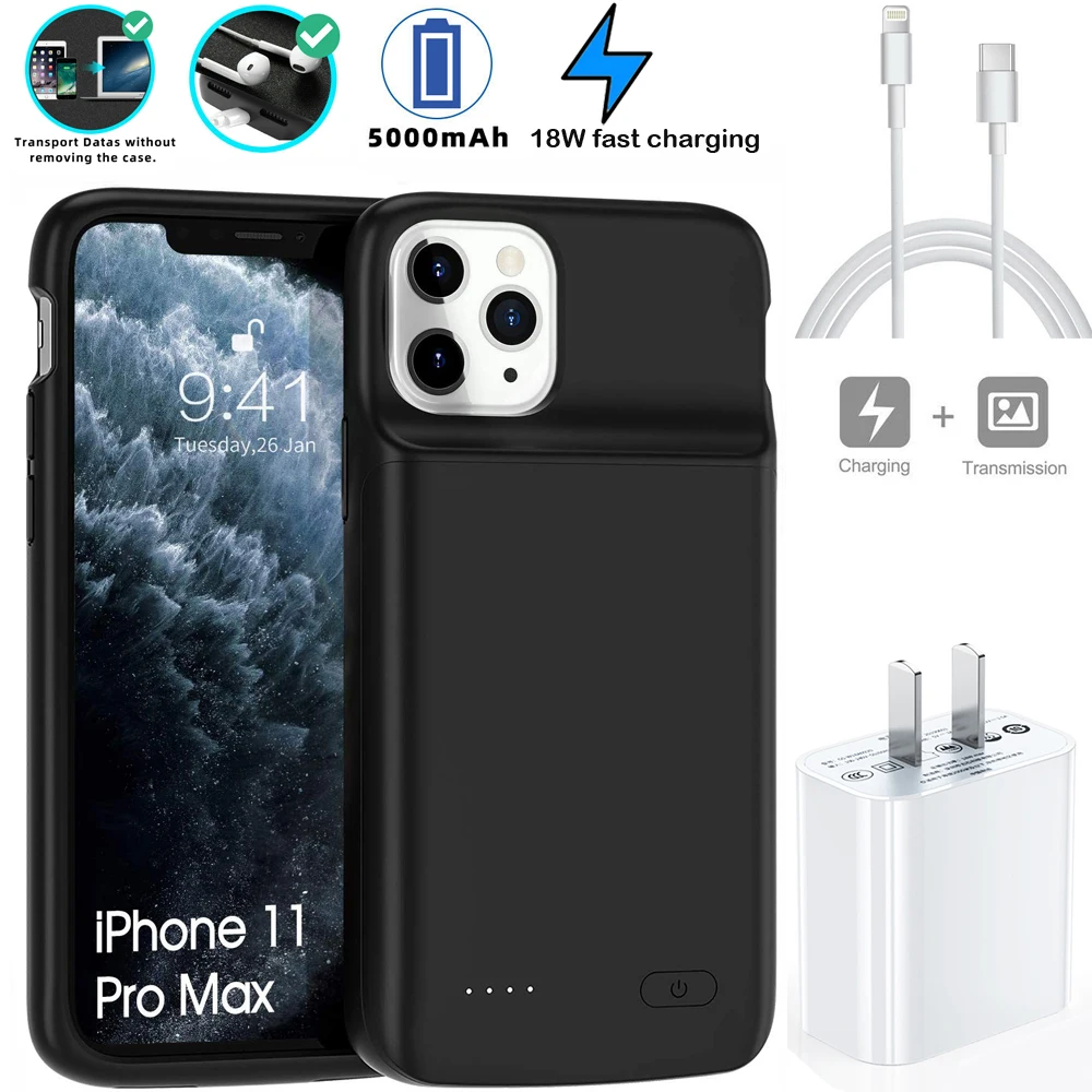 5000 мАч для iPhone 11 11Pro 11PorMAX портативный Power Bank пакет чехол Магнит внешний 18W быстрое