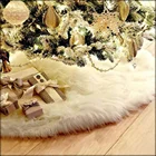 Белая юбка для рождественской елки, плюшевый ковер из искусственного меха для рождественской елки, украшения для рождественской елки, украшение для дома на Рождество, Новый год