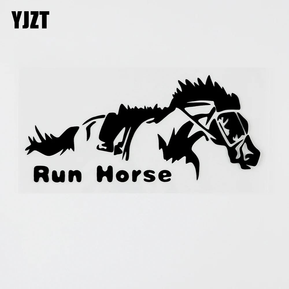 

YJZT 15.3CMX6.9CM Fashion Decal Run Horse Vinyl Animal Car Window Sticker Black/Silver 8C-0222