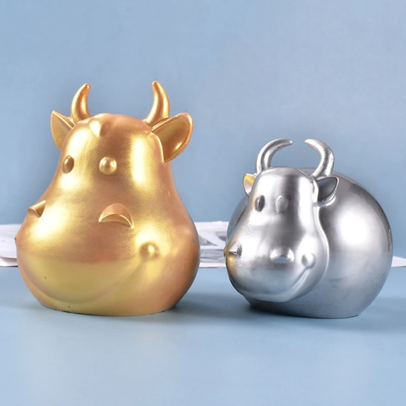 

3D Cow Mascot Desktop Ornaments Casting Silicone Mould DIY Crafts Decorations Making Tools Crystal Epoxy Resin Mold