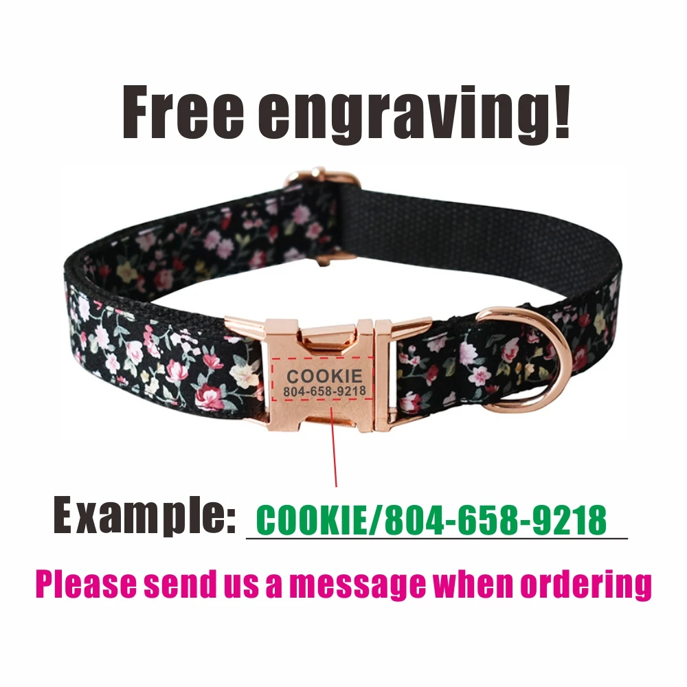 Персонализированные черного цвета с цветочками для вечеринок Pet ошейник щенка