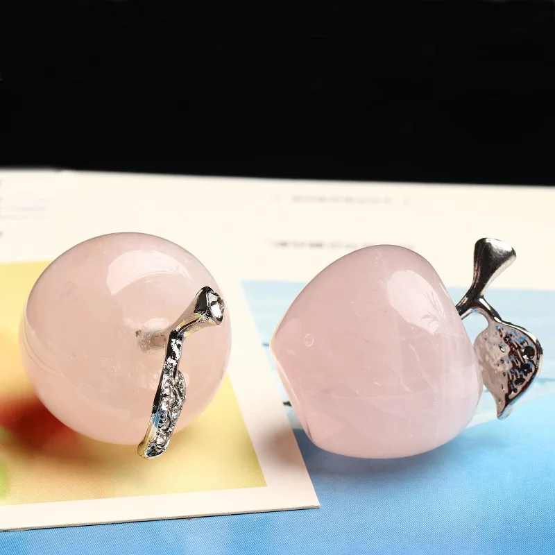 

1PC Natural Crystal Rose Quartz Apple Mineral Ornament Wedding and New Year Decoration Modern Home Decoration DIY GiftDecoration