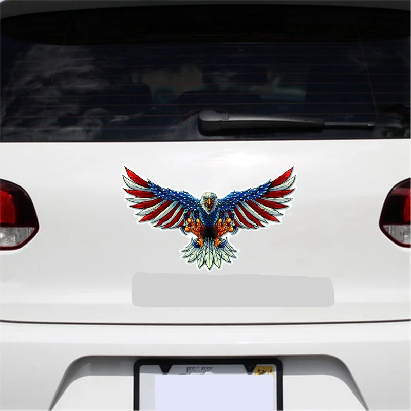 

23 X 14cm American Flag Bald Eagle Car Sticker PVC Coloful Decals Sticker