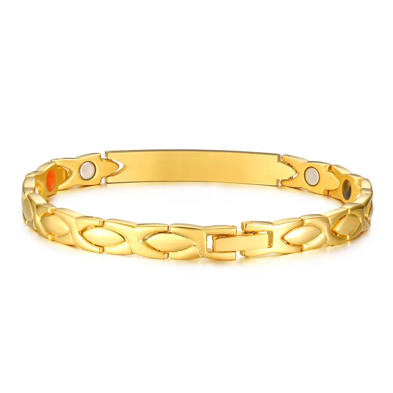 

QWC fashion jewelry for women birthday gift best selling gold color bracelet lover bracelet 19cm Red magnet