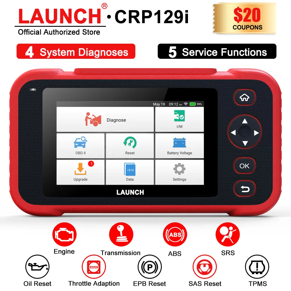 

LAUNCH CRP129i OBD2 Scanner Code Reader Print Tools Oil EPB SAS Reset Engine ABS SRS System EOBD JOBD OBD 2 Car Diagnostic Tool