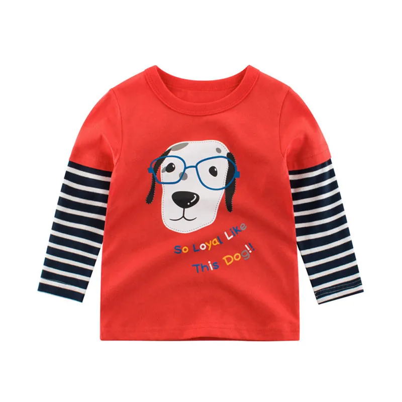

Baby Boy Cute Cartoon Animal Printed Pullover Top 2-8Y Kids Children Spring Fall Casual Cotton Short Sleeve Crewneck T-shirt