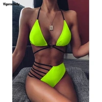 vigorshely sexy high waist swimwear women string bikini set 2021 halter swimsuit female brazilian biquini bathing suit swim wear