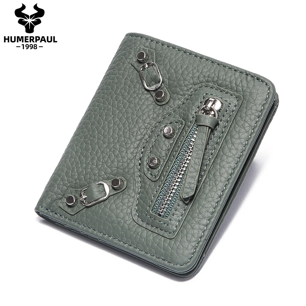 

2021 Minimalist Slim Genuine Leather Wallet For Women Bifold Thin Mini Small Female Zipper Coin Purse Compact Money Bag Hot Sale