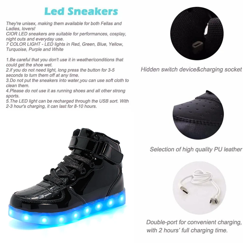 

IGxx LED Light Up Shoes For Kids Best Gift USB Charging Glowing Shoes LED Kids Shoes Child Luminous Knit Sport LED Sneakers Boys
