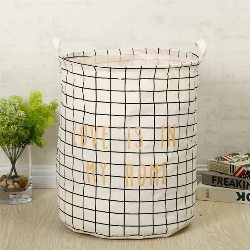 Folding Laundry Basket Round Storage Bag Cute Large Capacity Hamper Clothes Toy Bucket Organizer for Home | Дом и сад