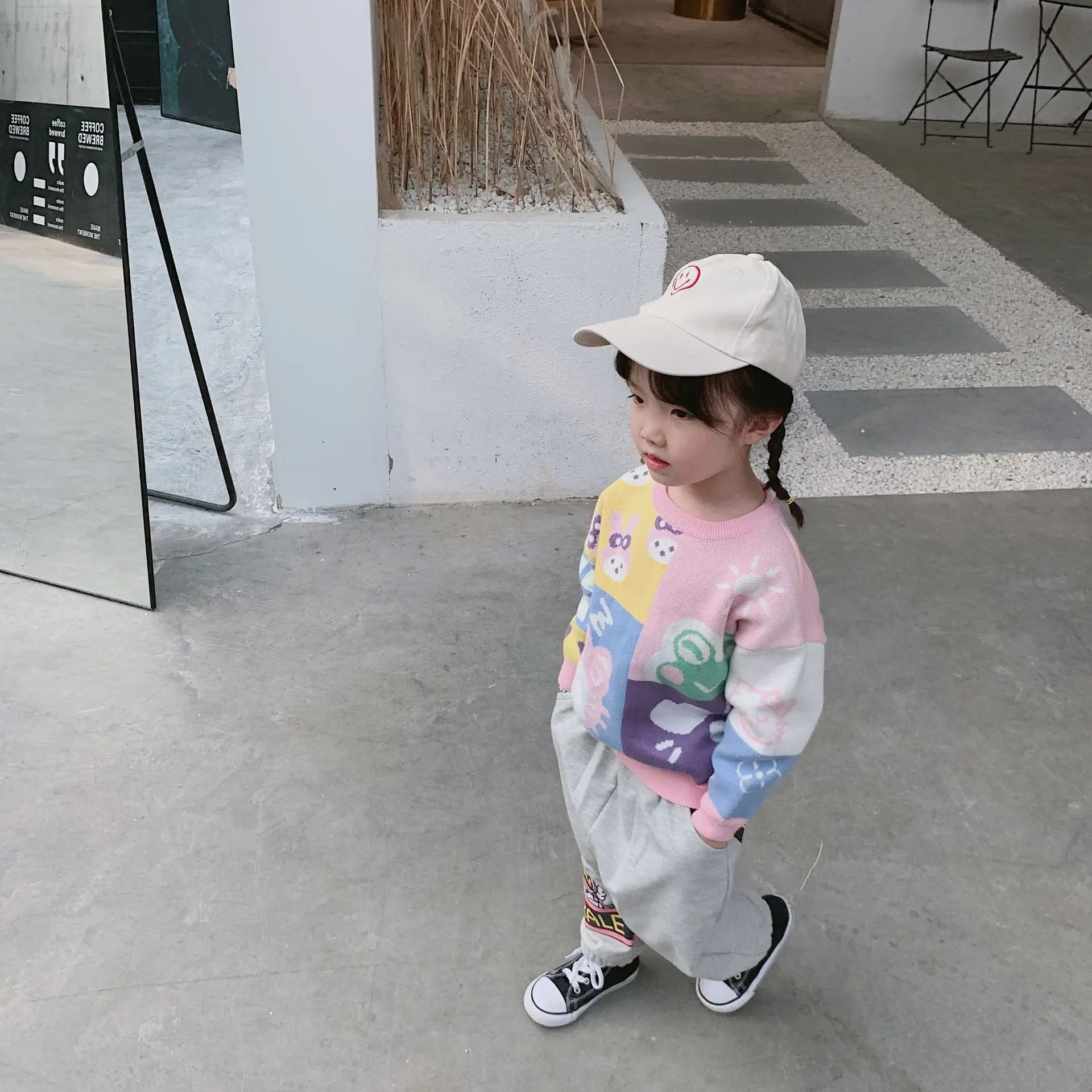 Tonytaobaby/осенне-зимняя одежда новая стильная детская одежда для маленьких девочек милый вязаный хлопковый свитер с круглым воротником для девочек