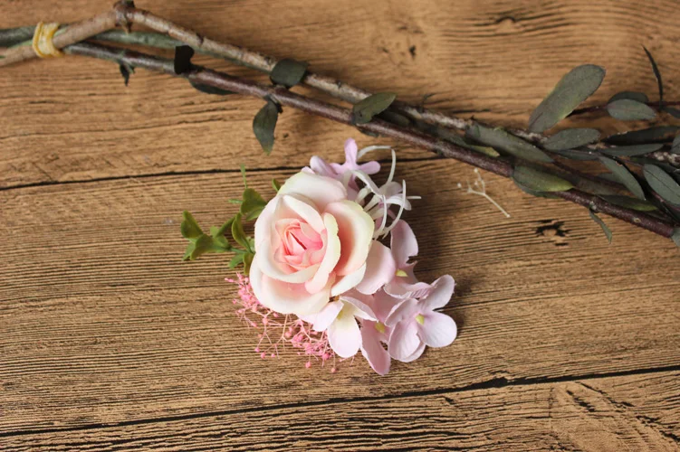 Hair Clip Pink Новые Вечерние бутоньерки на выпускной жениха невесты с бантом дизайнерские Элегантные Свадебные цветы наручные корсаж-бутоньерка - Цвет: Hair Clip Pink