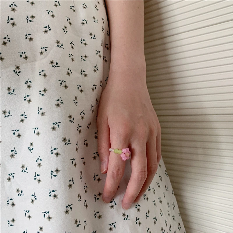 Кольцо женское AOMU разноцветное с рисовыми бусинами в Корейском стиле | Украшения