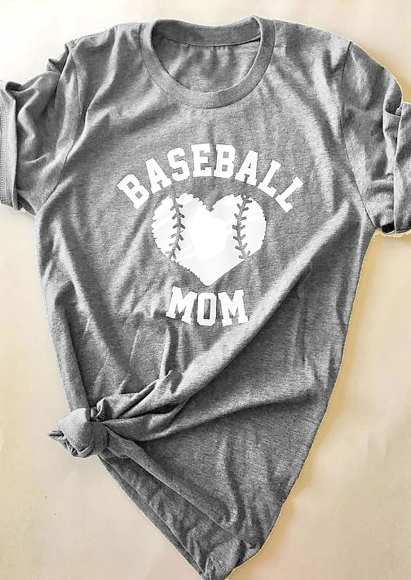 

Tees Summer Tops Baseball Mom Heart O-Neck T-Shirt Graphic Women Aesthetic Tumblr Quote Art Street Style T Shirt